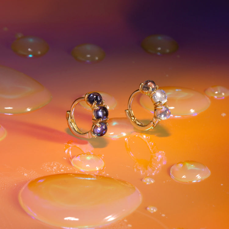 Mini Iolite Bubble Huggie