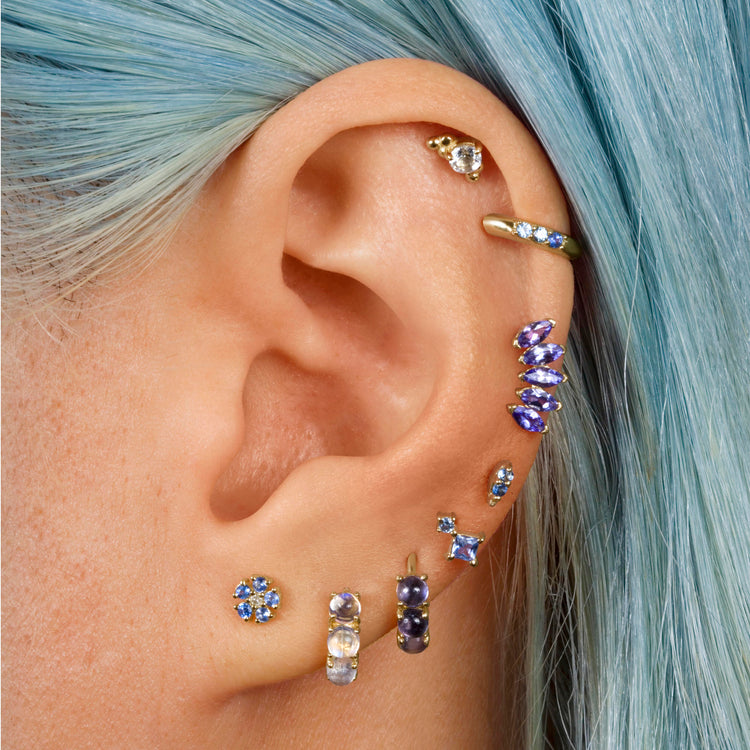 Mini Iolite Bubble Huggie