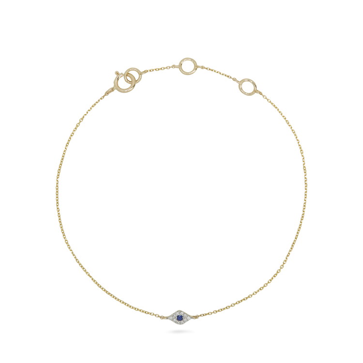 Stone and Strand 14K Yellow Gold Mini Pave Diamond Evil Eye Bracelet Front Image