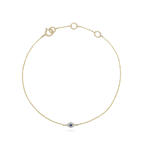 Stone and Strand 14K Yellow Gold Mini Pave Diamond Evil Eye Bracelet Front Image