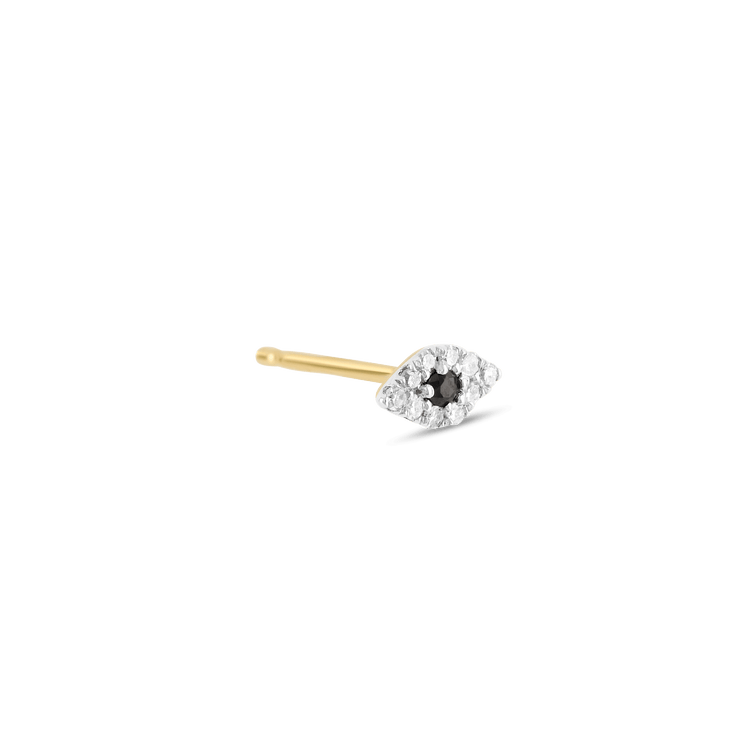 Stone and Strand 10K Yellow Gold Small Pave Diamond Evil Eye Stud Side Image