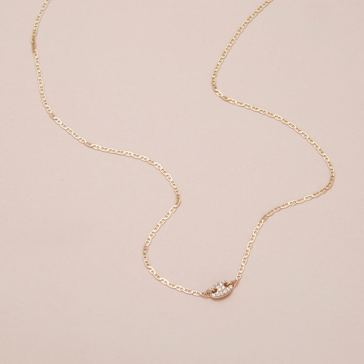 Mini Pave Puff Link Necklace