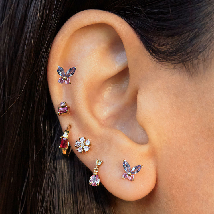 Mini Ruby Baguette Huggies