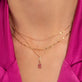 Model wearing Mirror Chain Necklace with solid gold Stone and Strand jewelry