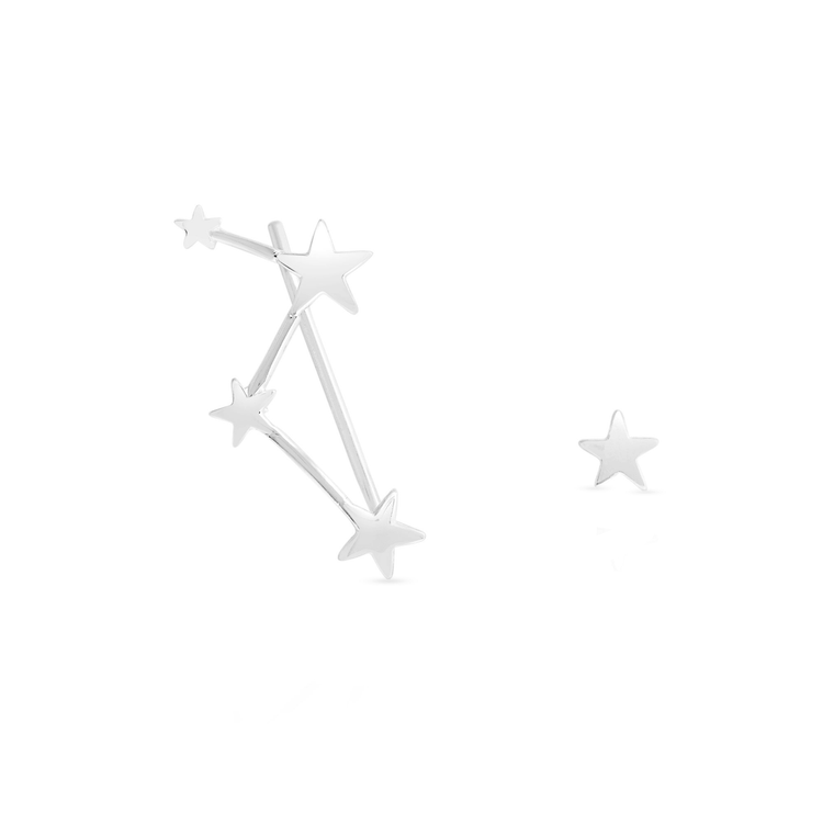 Mismatched Silver Star Earrings