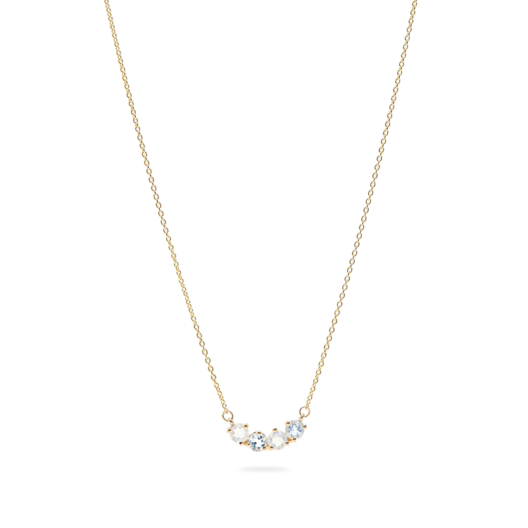 Stone and Strand 10K Yellow Gold Moonstone Aquamarine Mama Necklace Front Image