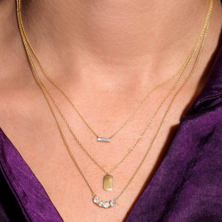 Image of 10K Yellow Gold Moonstone Aquamarine Mama Necklace with Stone and Strand Necklaces
