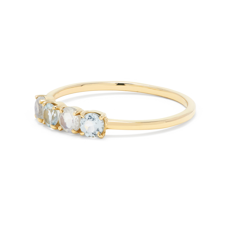 Stone and Strand 10K Yellow Gold Moonstone Aquamarine Mama Ring Side Image
