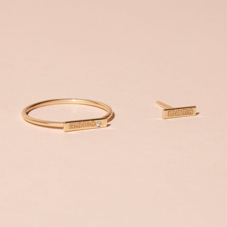 Mama Bar Ring with Diamond