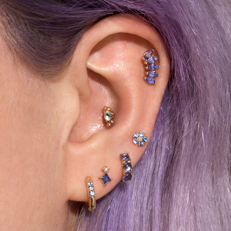 Mini Iolite Bubble Huggie