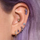 Image of 10K Yellow Gold Small Le Bleu Double Stud with Stone and Strand Earrings