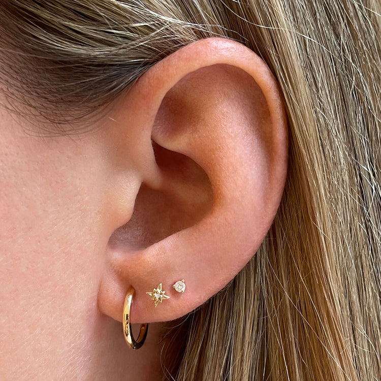 Image of 10K Yellow Gold Tiny Never Take It Off Ear Stack on Models Ear