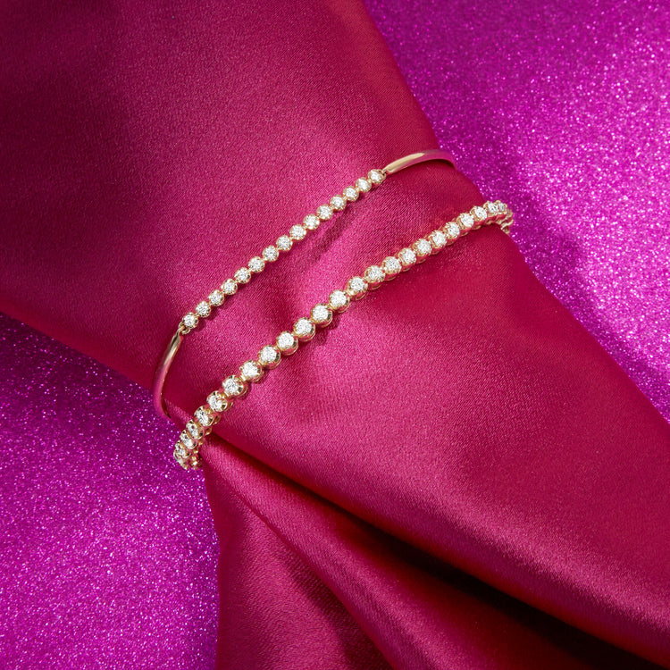 Stone and Strand 10K Yellow Gold Noble Diamond Tennis Bracelet Editorial Image