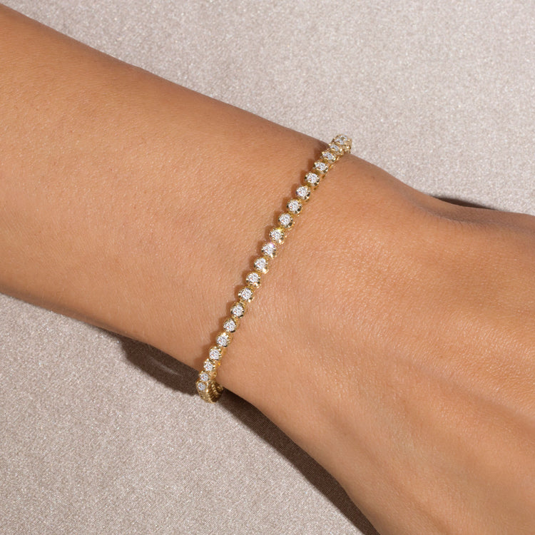 Image of 10K Yellow Gold Noble Diamond Tennis Bracelet on Models Arm