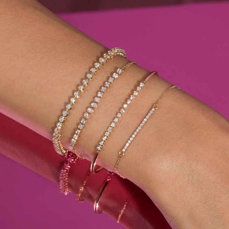 Image of 10K Yellow Gold Noble Diamond Tennis Bracelet with Stone and Strand Bracelets