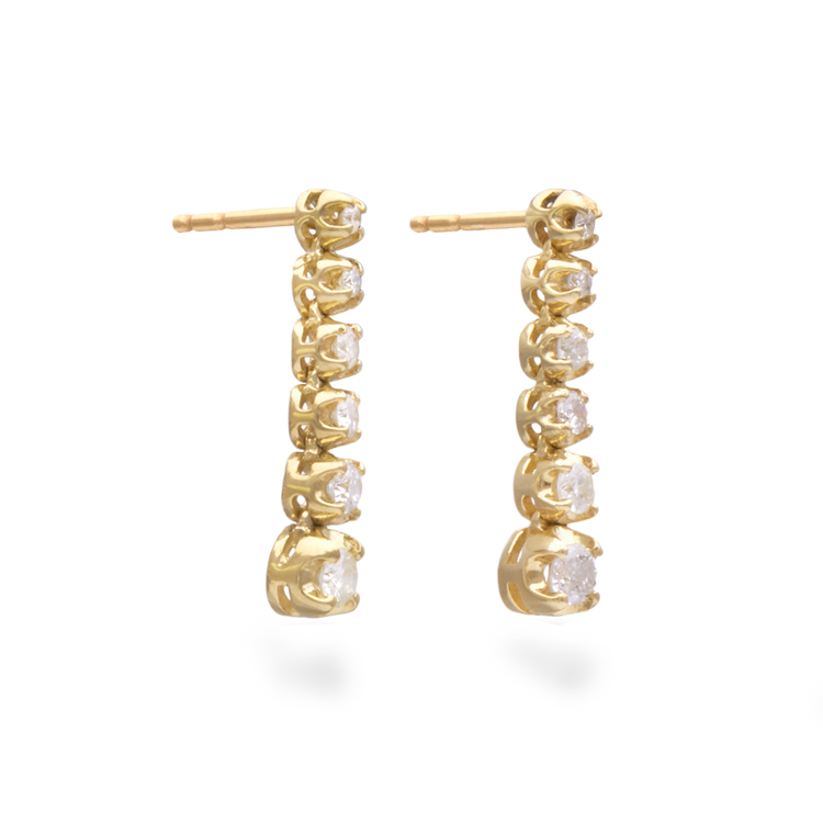 Stone and Strand 10K Yellow Gold Noble Diamond Tennis Earrings Side Image