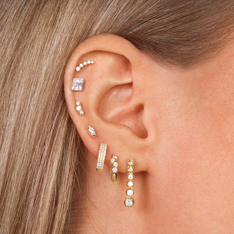 Image of 10K Yellow Gold Noble Diamond Tennis Earrings with Stone and Strand Earrings