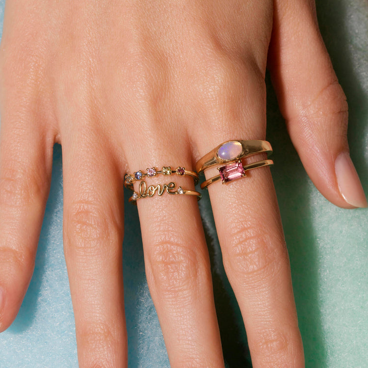 Octagon Cut Pink Tourmaline Ring