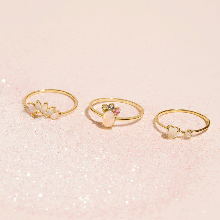 Oval Opal Unicorn Crown Ring