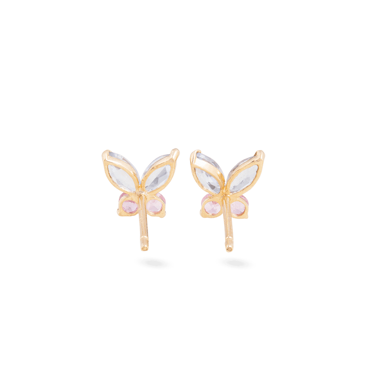 Stone and Strand 10K Yellow Gold Small Pastel Butterfly Gemstone Studs Rear Image