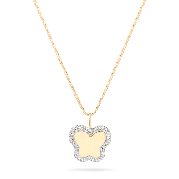 Pave Butterfly Disc Necklace