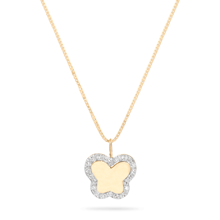 Pave Butterfly Disc Necklace