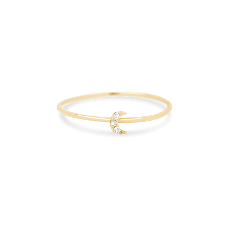 Pave Diamond Crescent Moon Ring