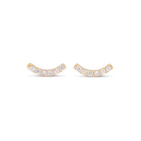 Stone and Strand 10K Yellow Gold Pave Diamond Curve Studs Front Image