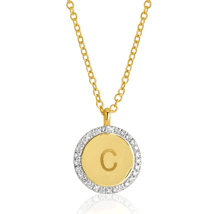 Pave Diamond Disc Necklace