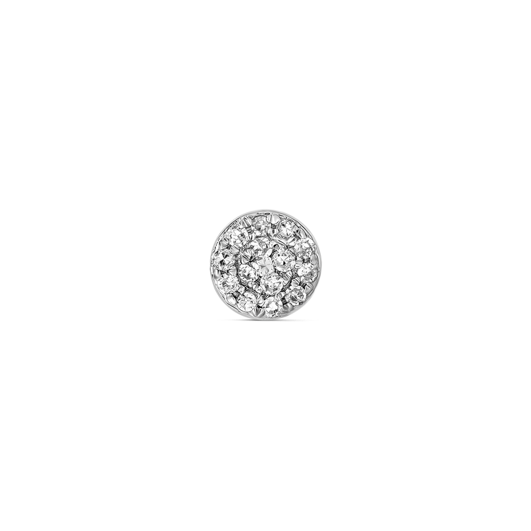 Pave Diamond Coin Piercing Earring