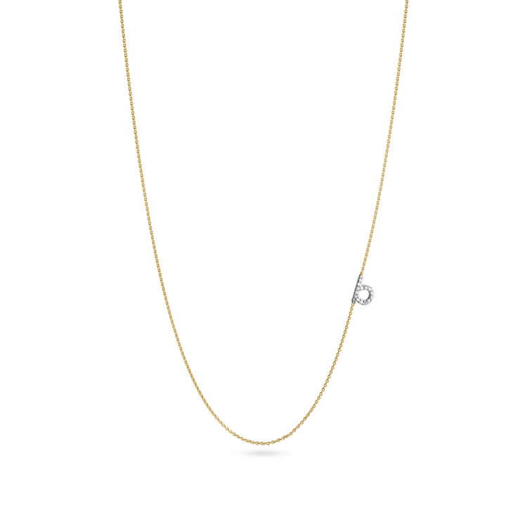 Pave Diamond Initial Asymmetric Necklace