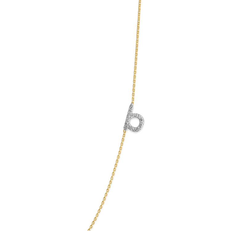 Pave Diamond Initial Asymmetric Necklace