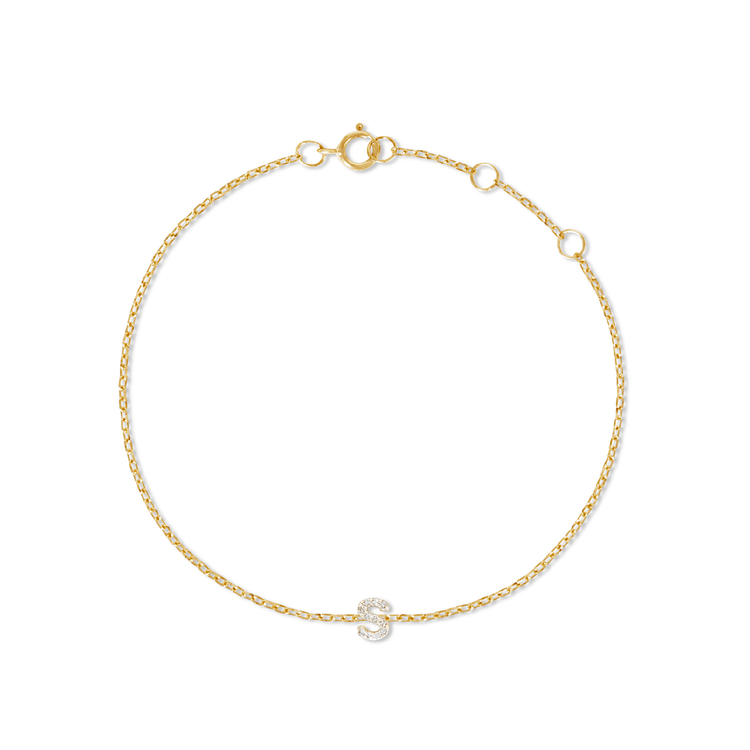 Pave Diamond Initial Bracelet