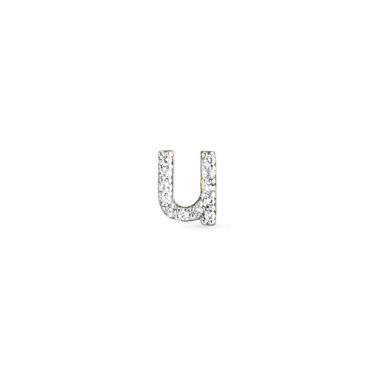 Stone and Strand 10K Yellow Gold Pave Diamond Initial Stud Front U Image