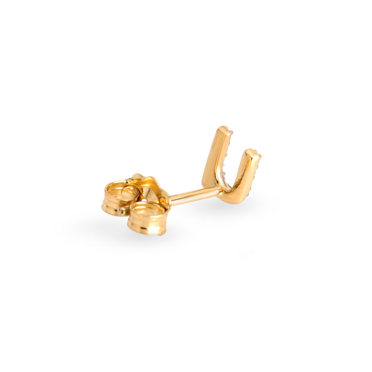 Stone and Strand 10K Yellow Gold Pave Diamond Initial Stud Rear U Image