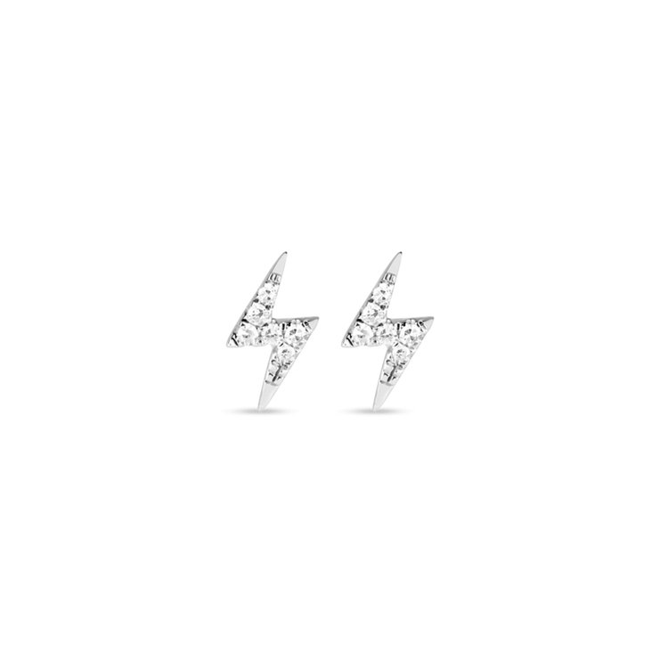 Stone and Strand 10K Yellow Gold Pave Diamond Lightning Bolt Stud Front Pair Image