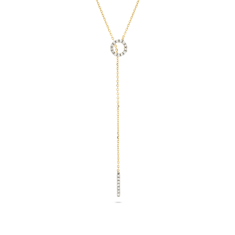 Pave Diamond Open Circle Lariat Necklace