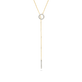 Stone and Strand 14K Yellow Gold Pave Diamond Open Circle Lariat Necklace Close Up Image