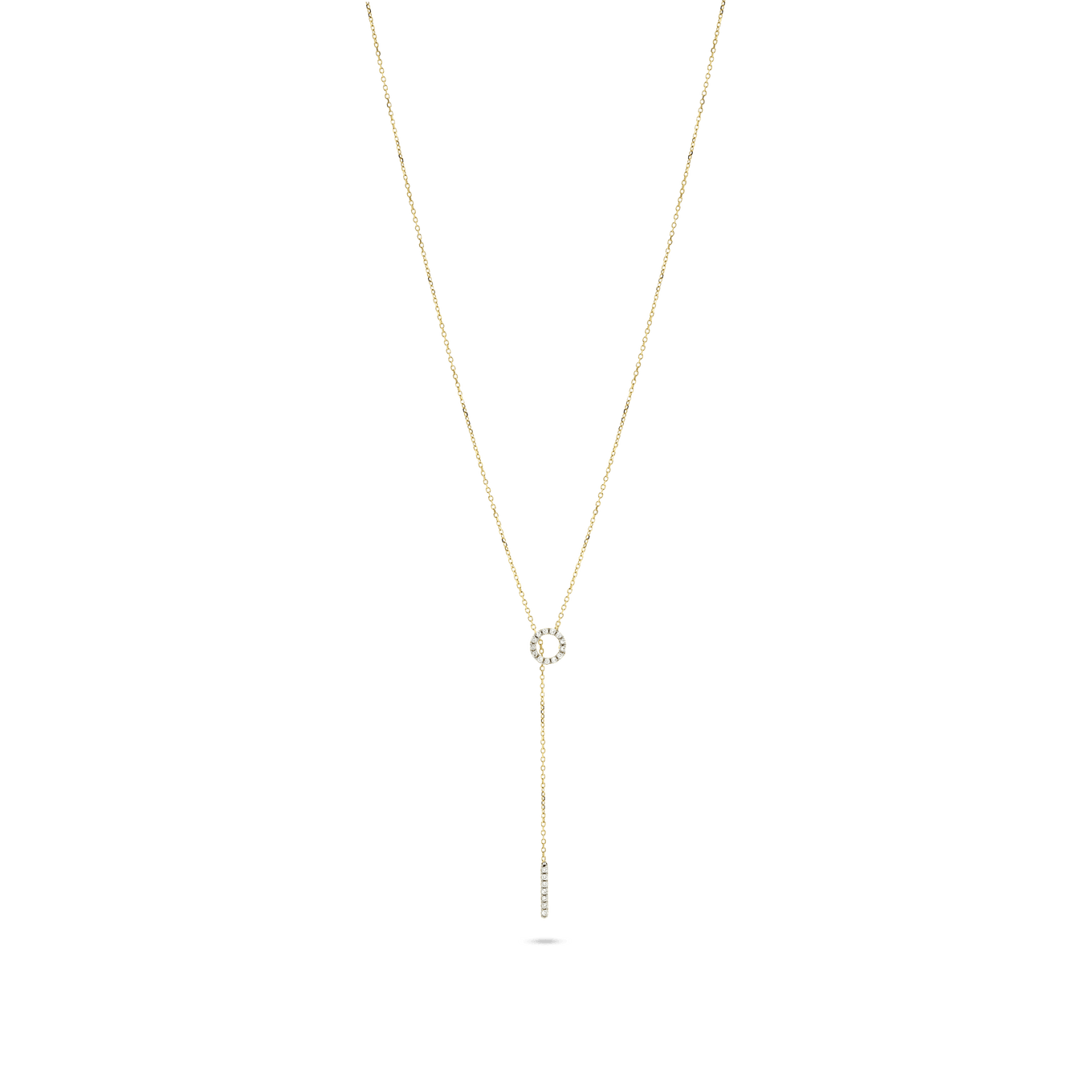 Hex Pave Disc Lariat Necklace