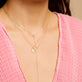 Image of 14K Yellow Gold Pave Diamond Open Circle Lariat Necklace with Stone and Strand Necklaces