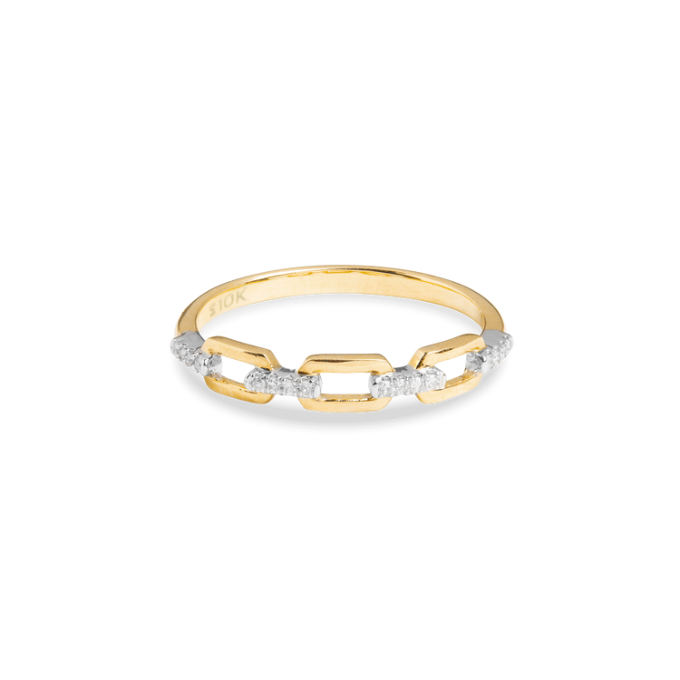 Stone and Strand 10K Yellow Gold Pave Diamond Open Linked Ring Front Image