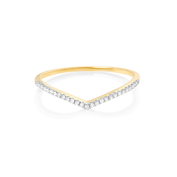 Stone and Strand 10K Yellow Gold Pave Diamond V Band Front Image