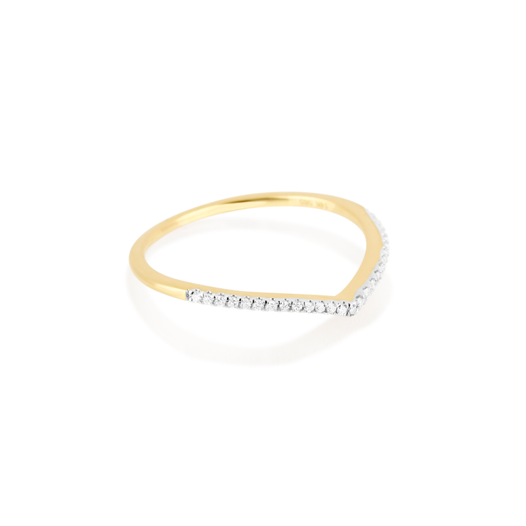 Stone and Strand 10K Yellow Gold Pave Diamond V Band Side Image