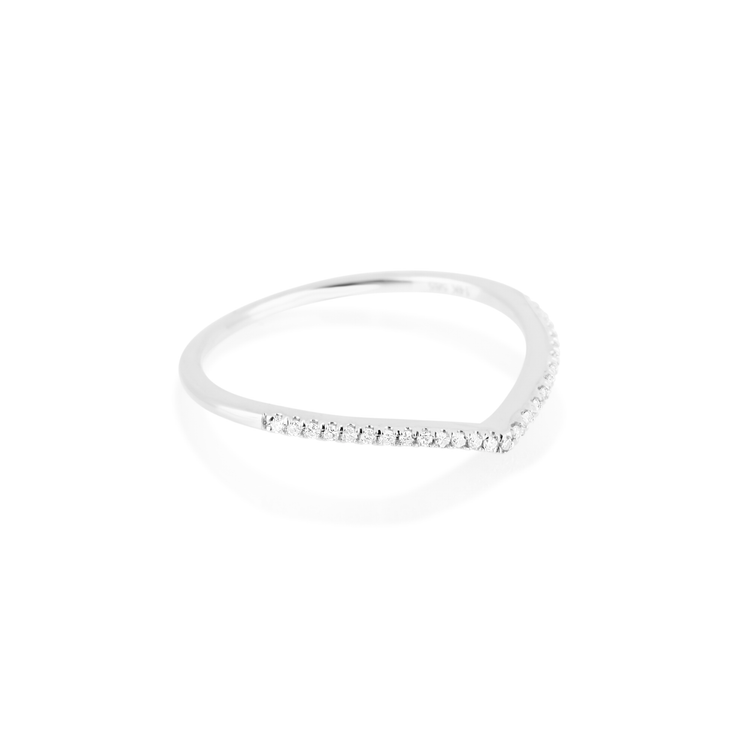 Stone and Strand 10K White Gold Pave Diamond V Band Side Image