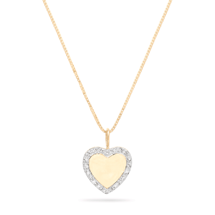 Pave Heart Disc Necklace
