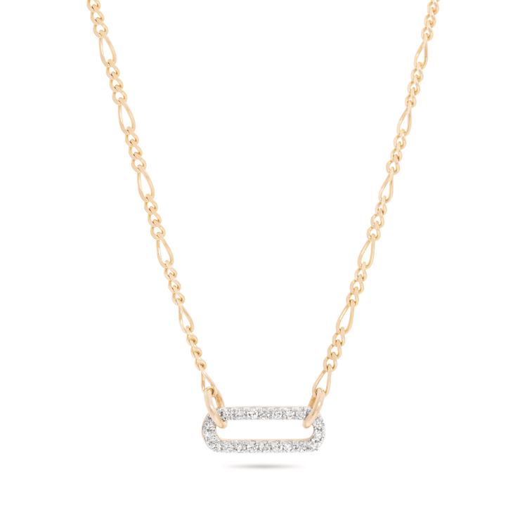 Pave Paperclip Figaro Necklace