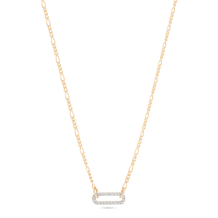 Pave Paperclip Figaro Necklace