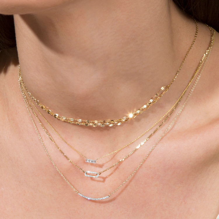 Pave Paperclip Figaro Necklace