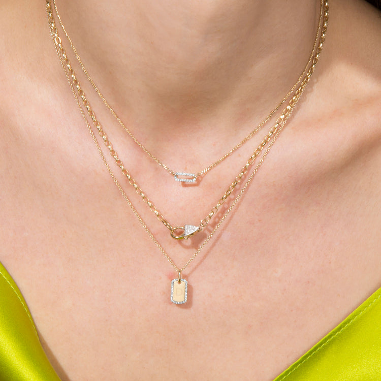 Pave Paperclip Figaro Necklace