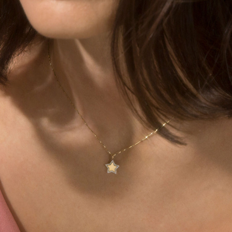 Pave Star Disc Necklace